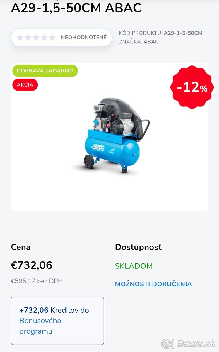 Dvojpiestový Kompresor abac 50l