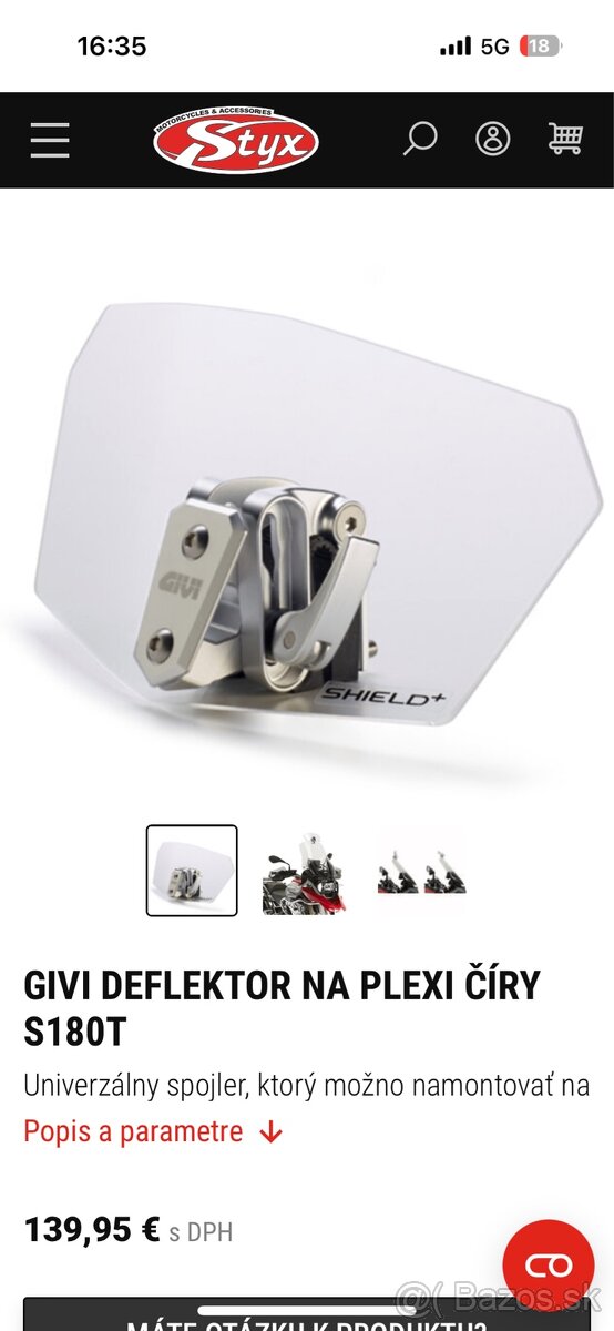 Predám Givi deflektor S180T