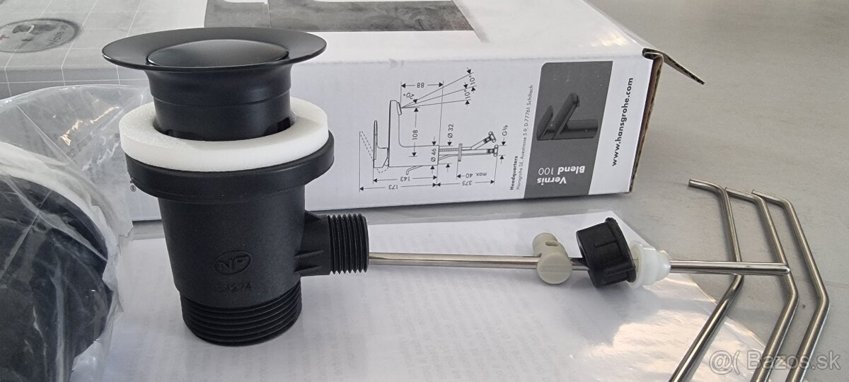Predám novú Hansgrohe výpusť / odtok – matná čierna, 2 ks