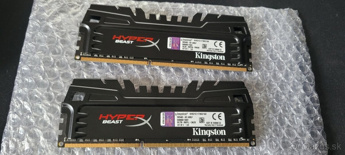 Predám pamäte 16GB DDR3 (2x8) KINGSTON HyperX BEAST 2133 Mhz