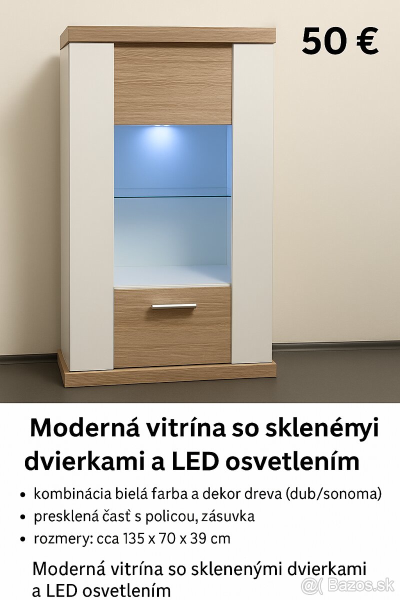 Predám obývaciu skrinu s led podsvietením