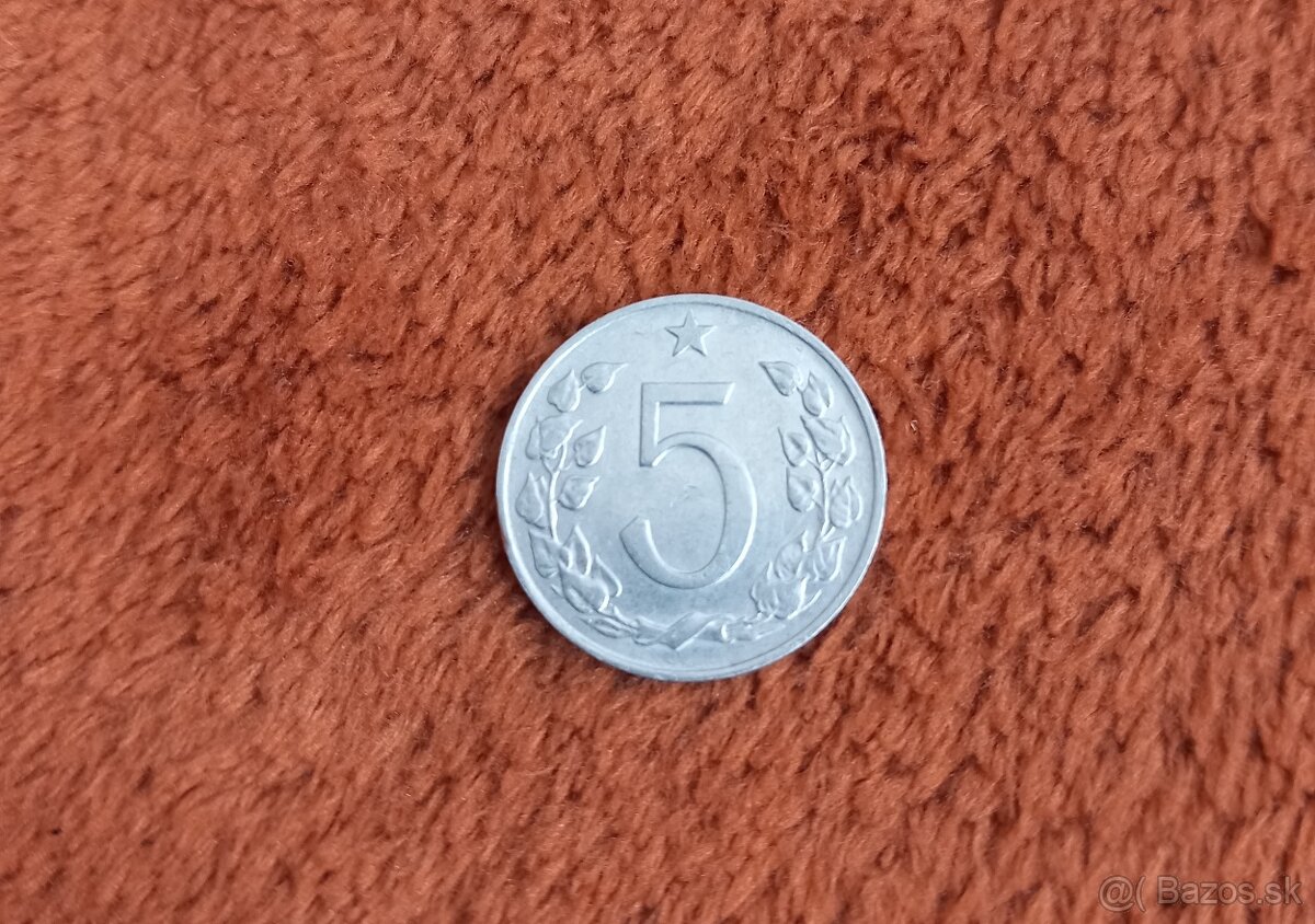 Predám vzácniejšiu mincu 5 hal. 1970, ČSSR