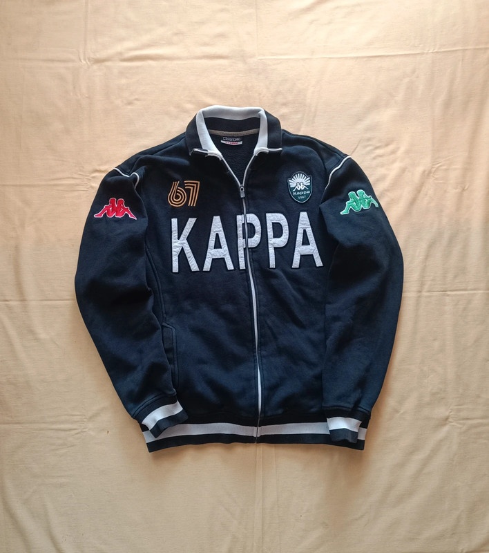 Vintage Kappa čierna mikina na zips retro XL