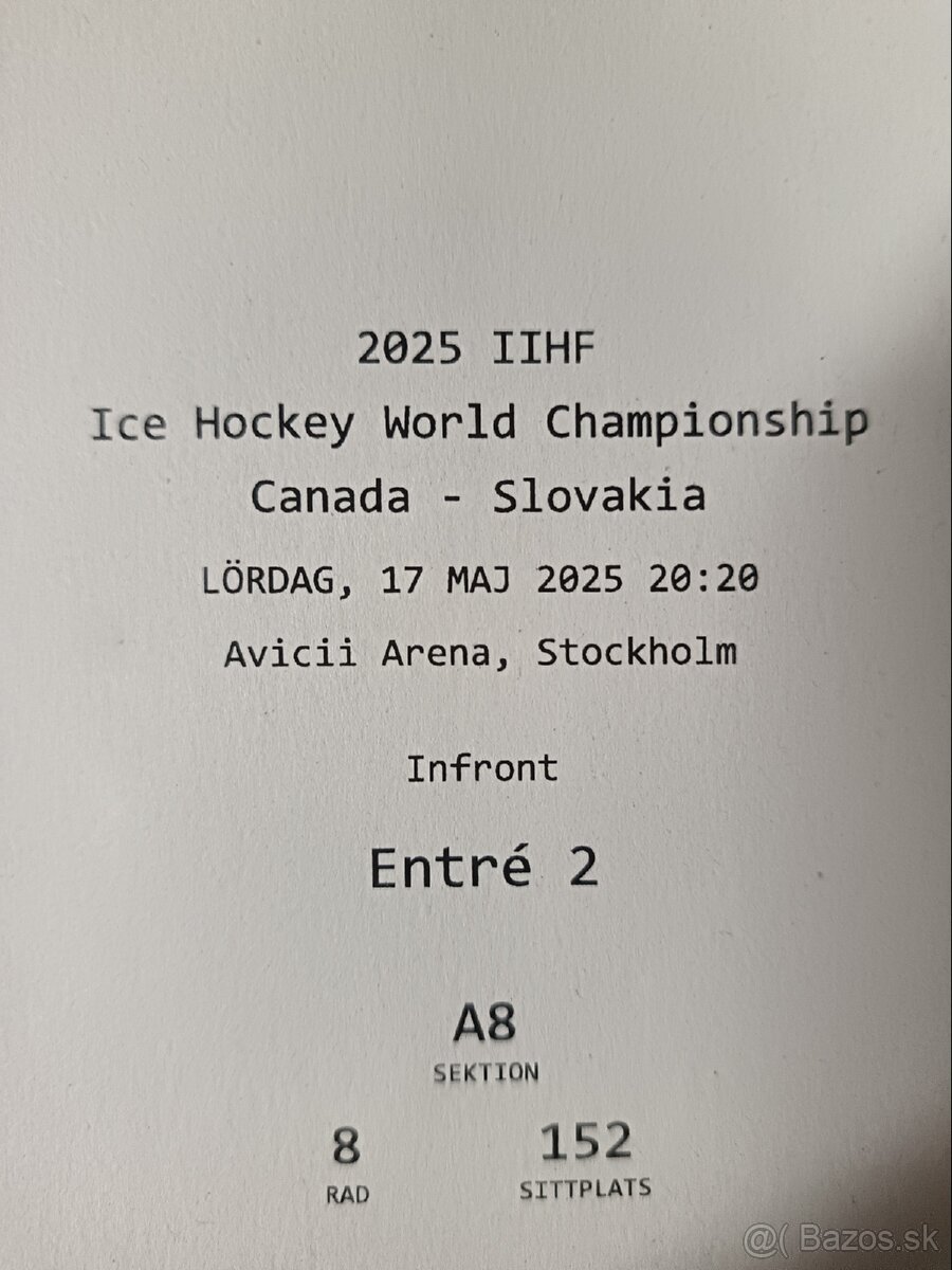Vstupenky MS hokej - Slovensko vs Kanada