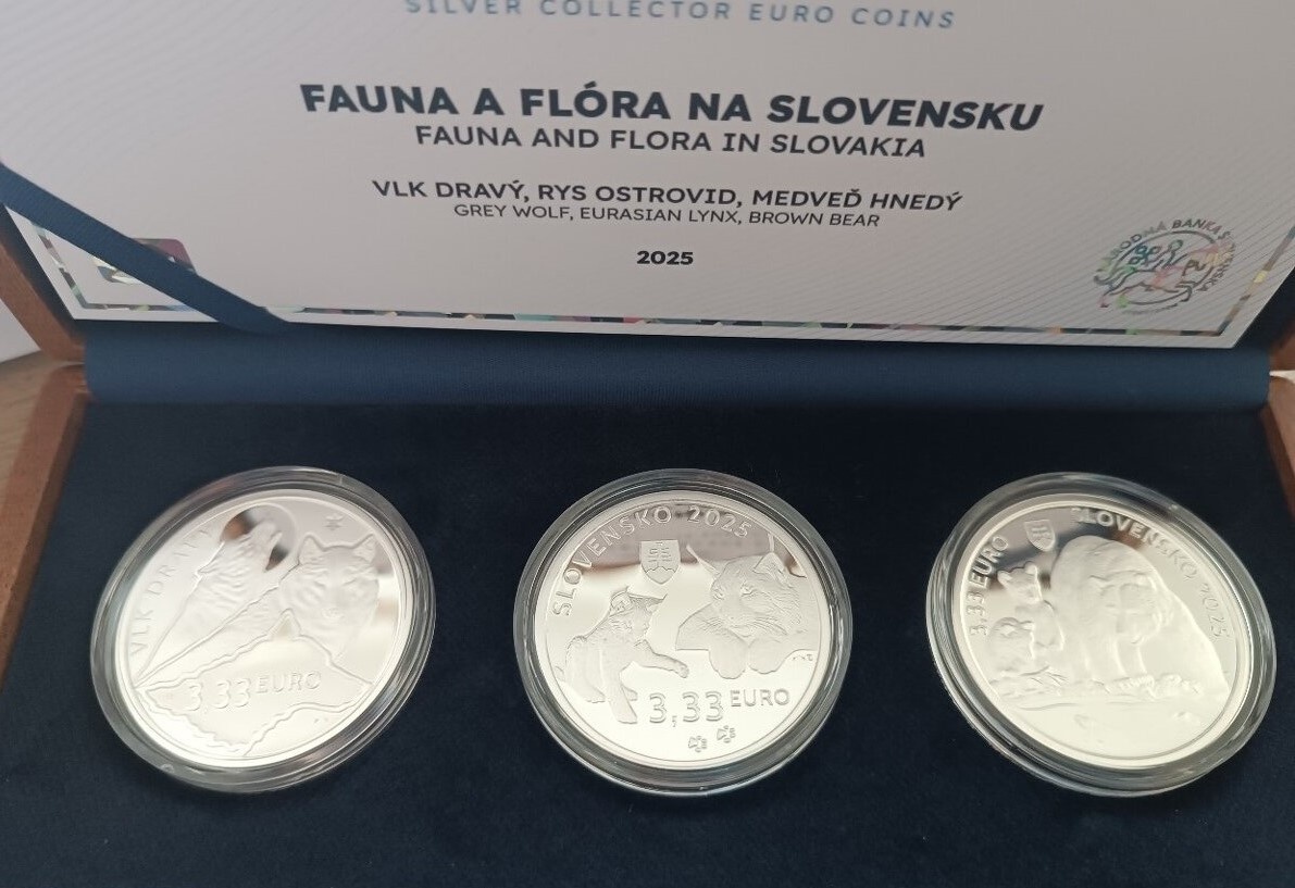 Najnovšie strieborne zberateľské euro mince 3,33 €.