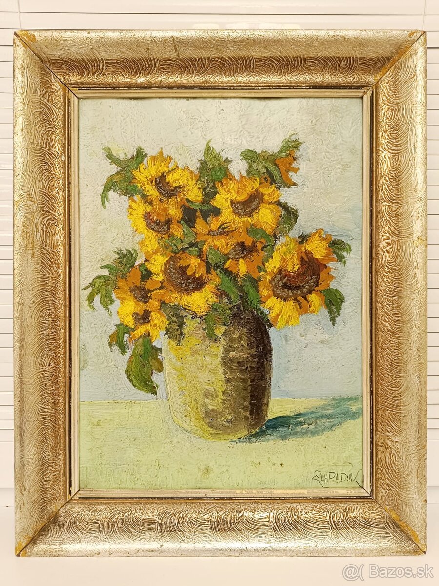 Obraz Otto Zahradník Slunečnice, olej 57x45