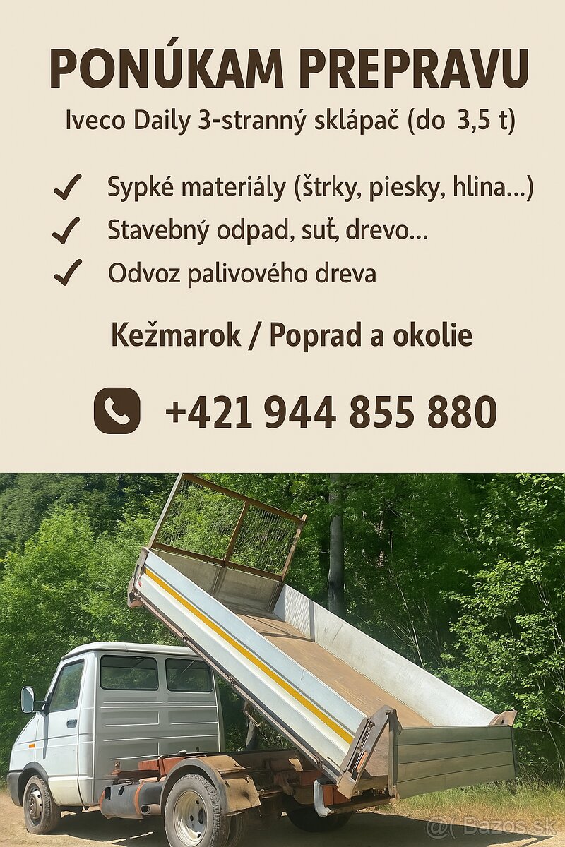 Autodoprava - Odvoz a dovoz - 3 stranny Sklapac