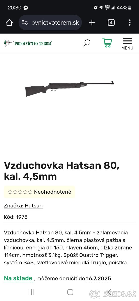 Vzduchovka Hatsan 4.5mm na predaj