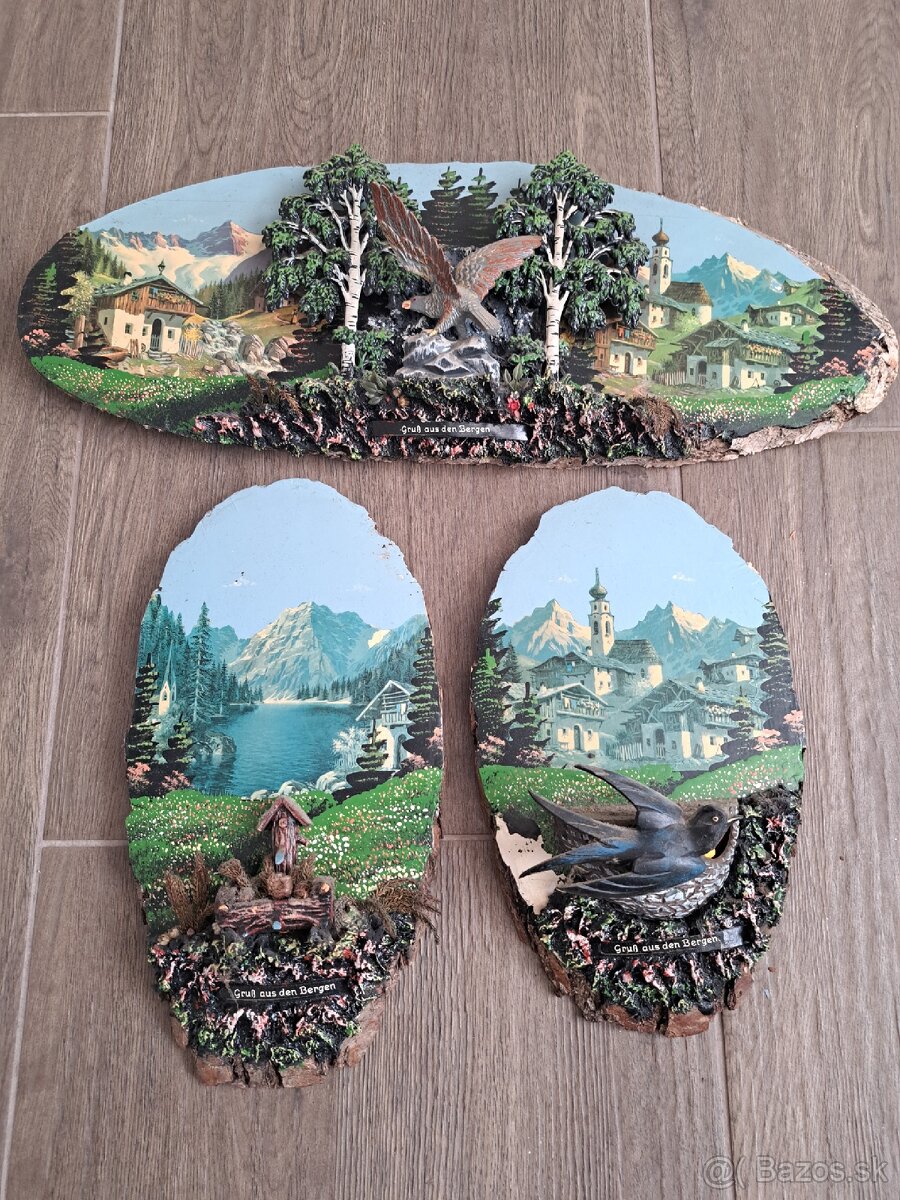 Malované obrazy na drevo, Alpy, 3D