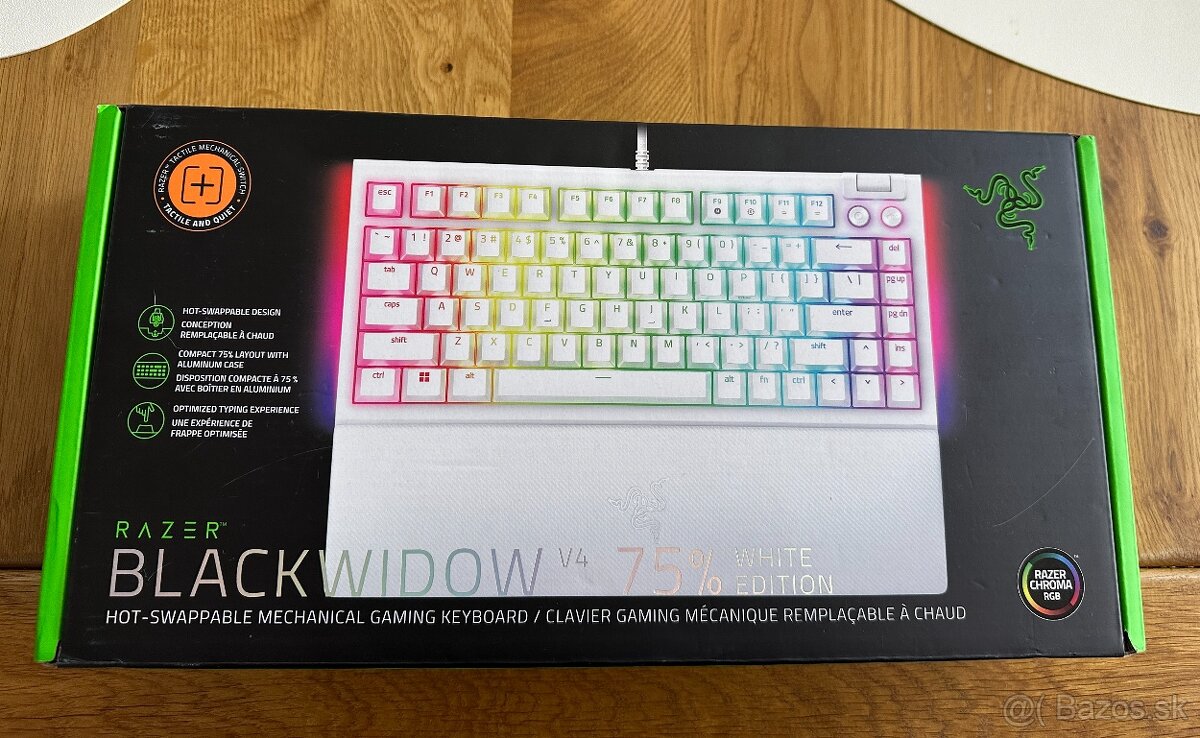 Razer BlackWidow V4 75% – White Edition (Orange Switches)