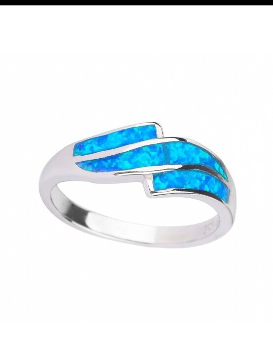 Strieborný opálový prsteň v.55