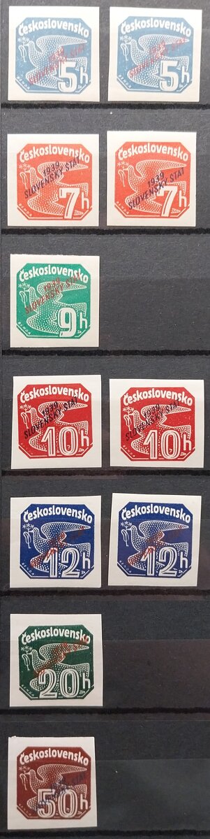 Známky SLOVENSKÝ ŠTÁT - rôzne varianty