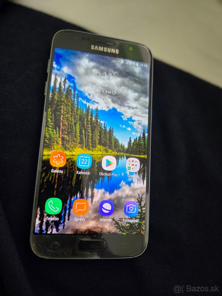 Samsung S7 čierny používaný plné funkčný trochu dole pri dis