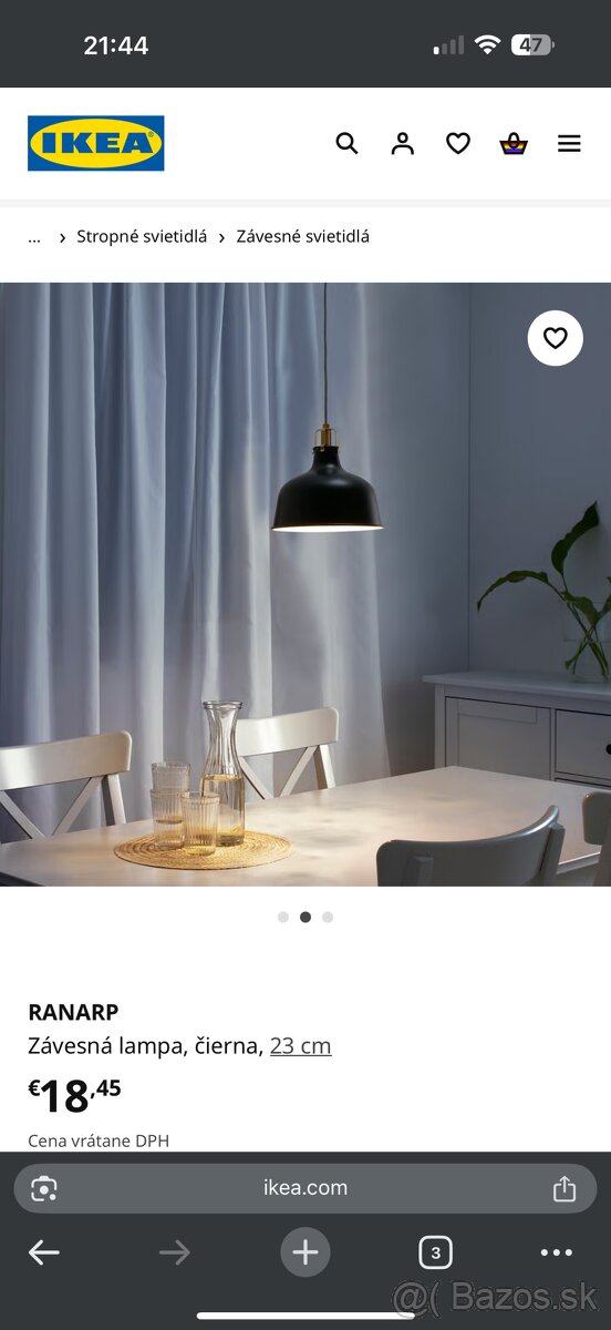 2ks Závesná lampa - Ikea Ranarp