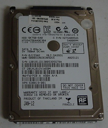 HDD 640GB, 2.5''