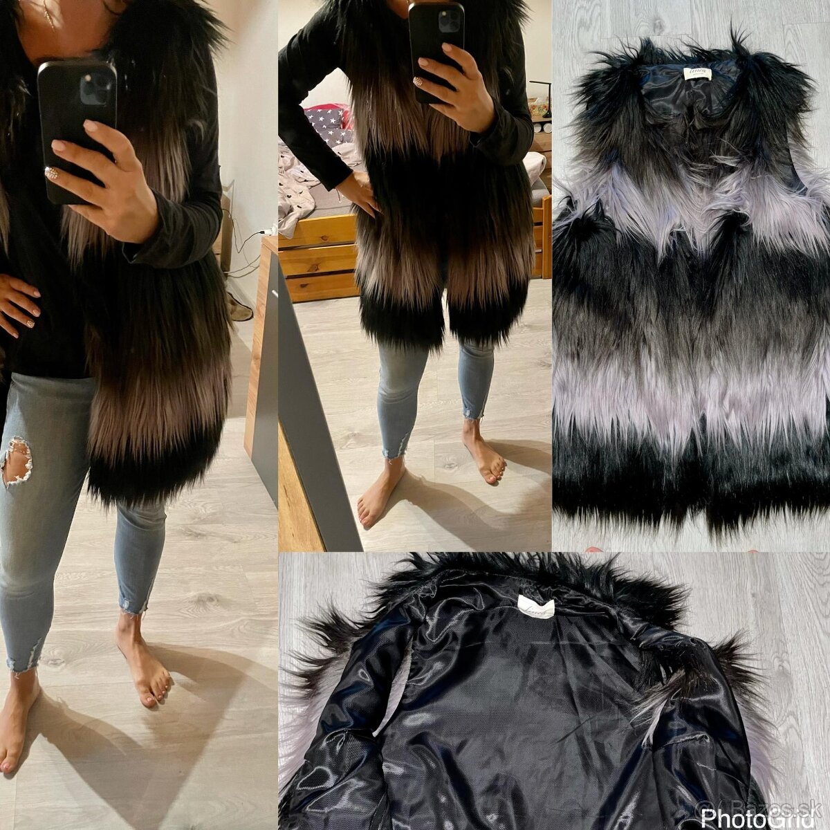 linea weekend london damska kozusinova zimna vesta-bunda