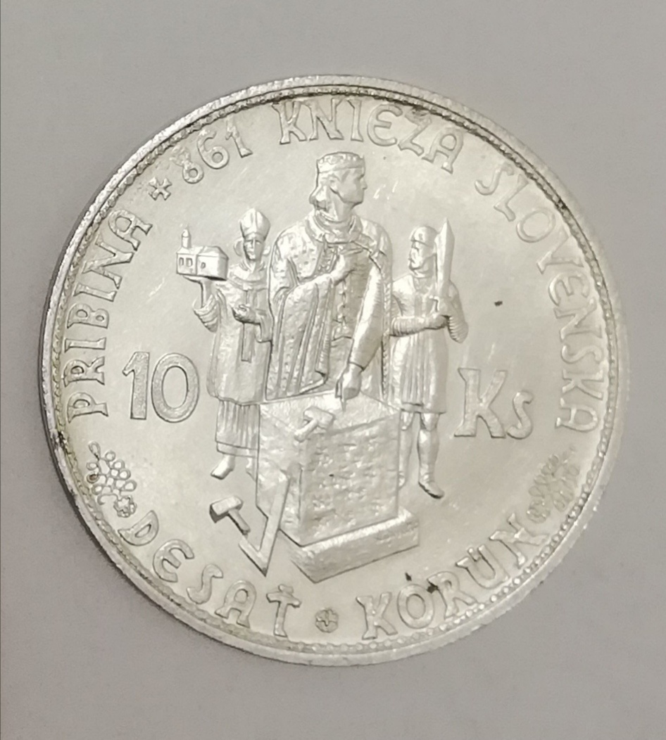 Strieborná minca 861 Knieža Pribina 10 korún 1944