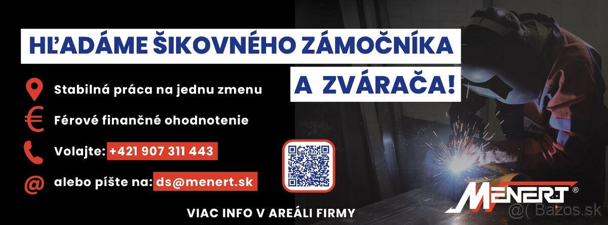 Hľadáme šikovného zámočníka/zvárača - Jednozmenná prevádzka