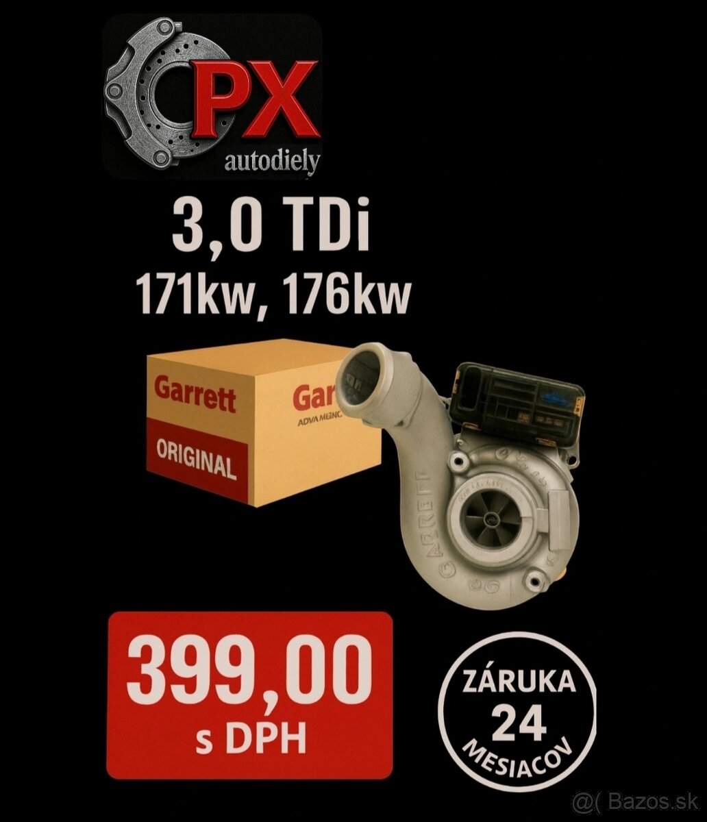 Turbo GARRETT AUDI,PORSCHE,VW - 3.0 TDi 171kw, 176kw