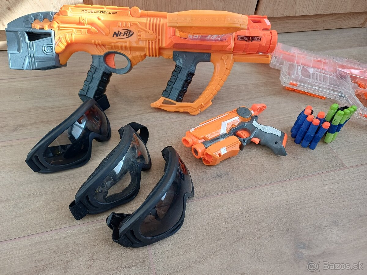 3x Nerf + ochranné okuliare