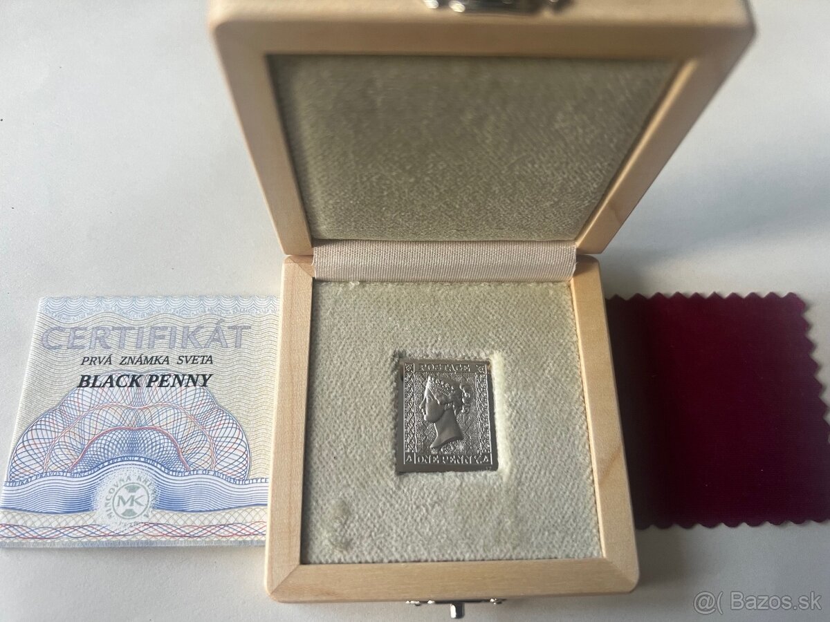 platinový odražok Black Penny a originál 1.známky světa