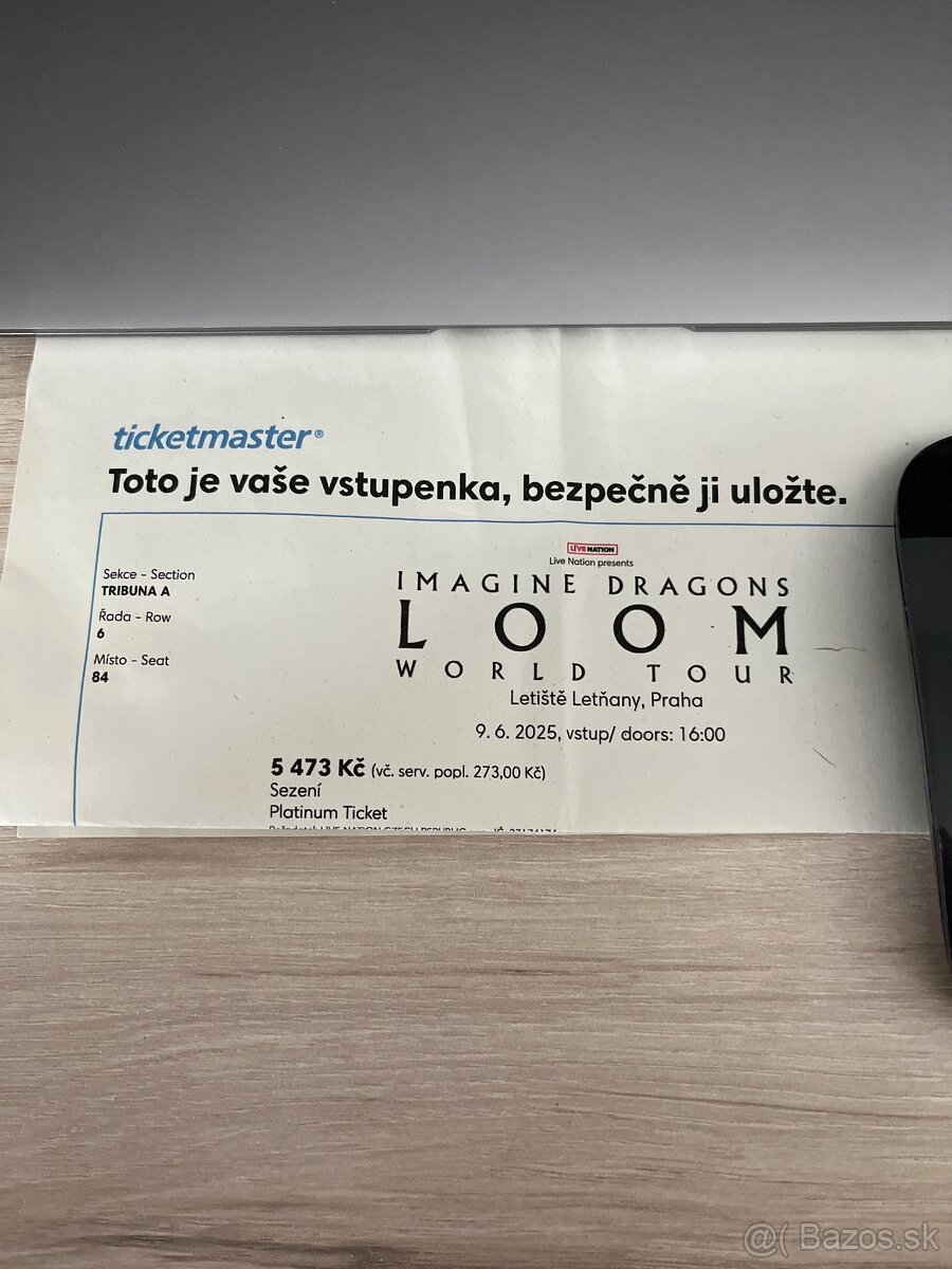 Predam 2 lístky na koncert Imagine Dragons