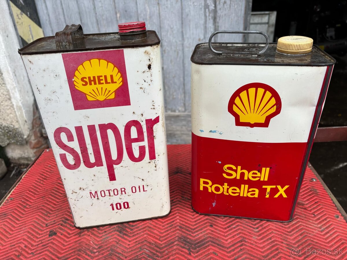 Shell staré plechovky od oleja