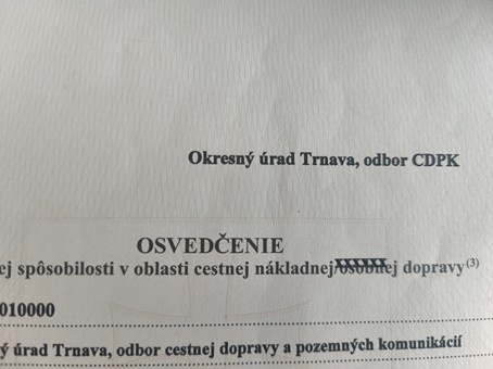 Ponúkam odbornú spôsobilosť vedúceho dopravy / garant