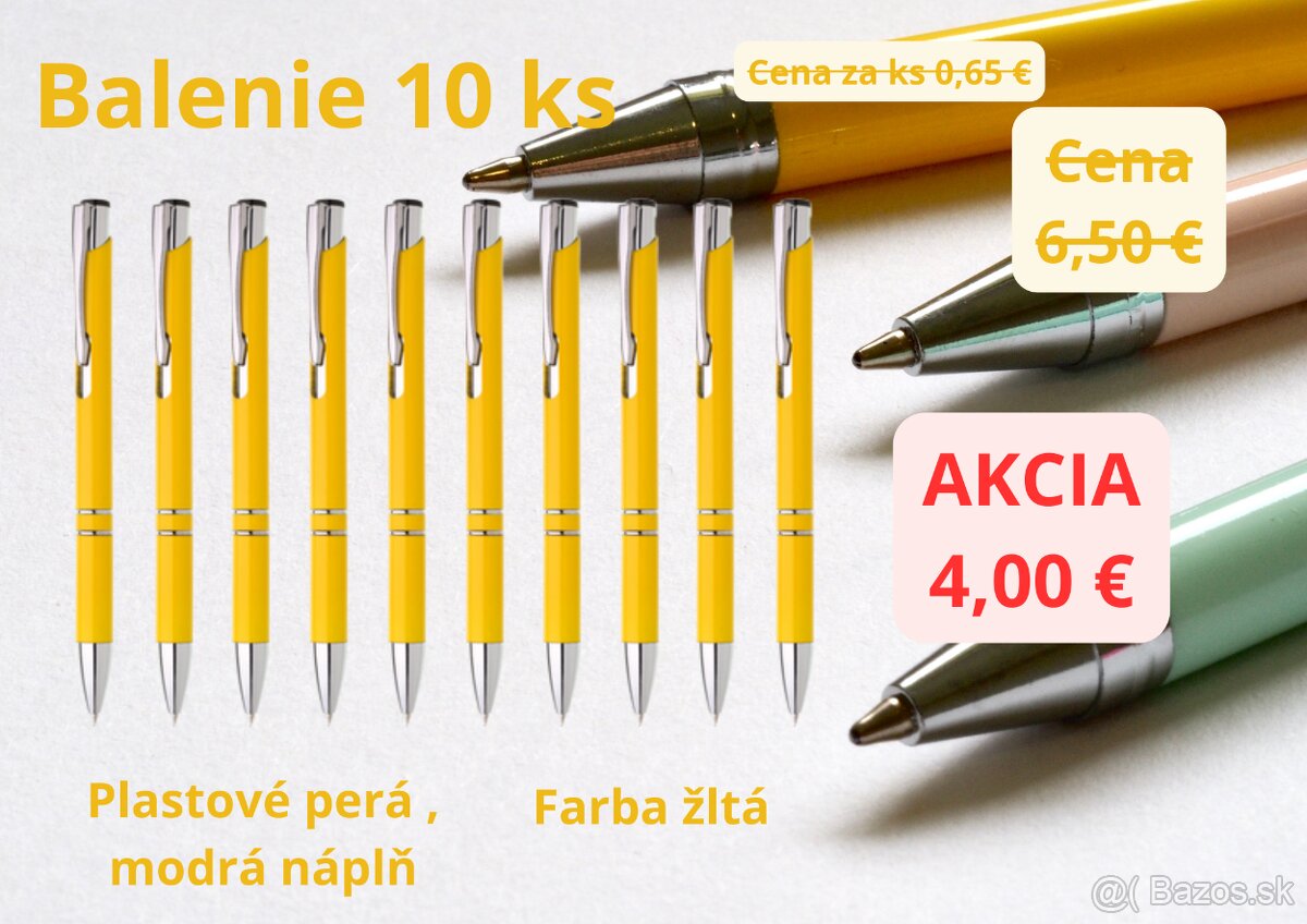 Perá plastové , balenie 10 ks , farba žltá