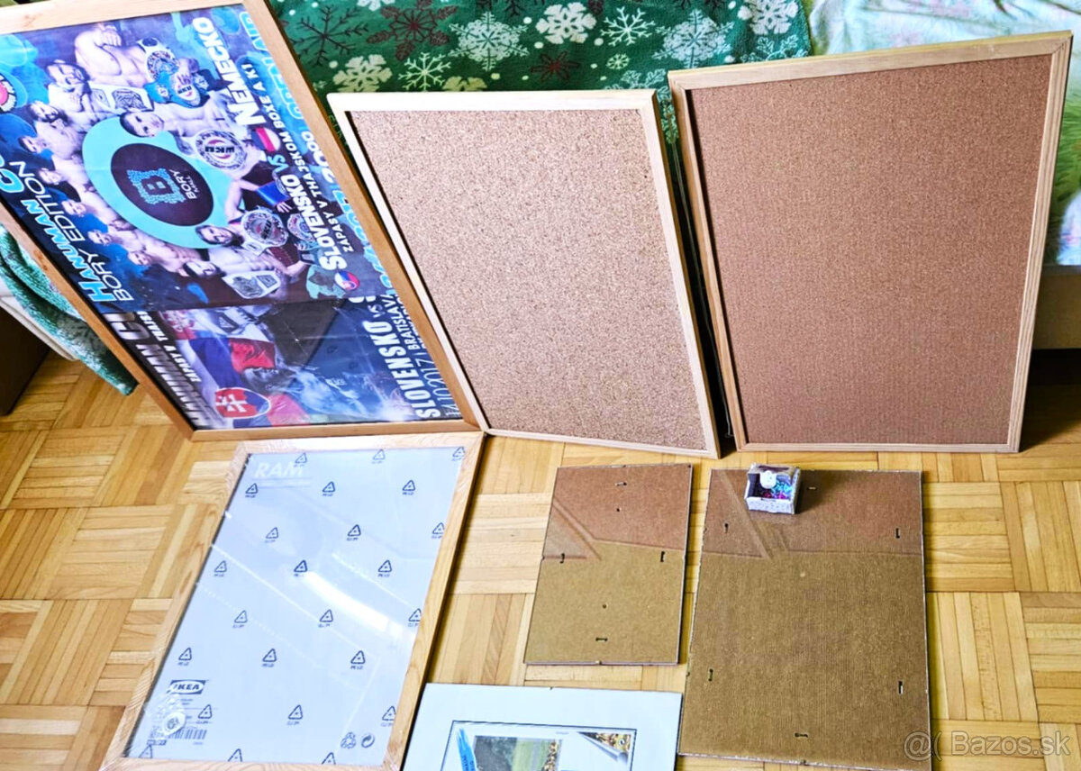 2x korková nástenka 60x40 cm + 5x rám na obraz