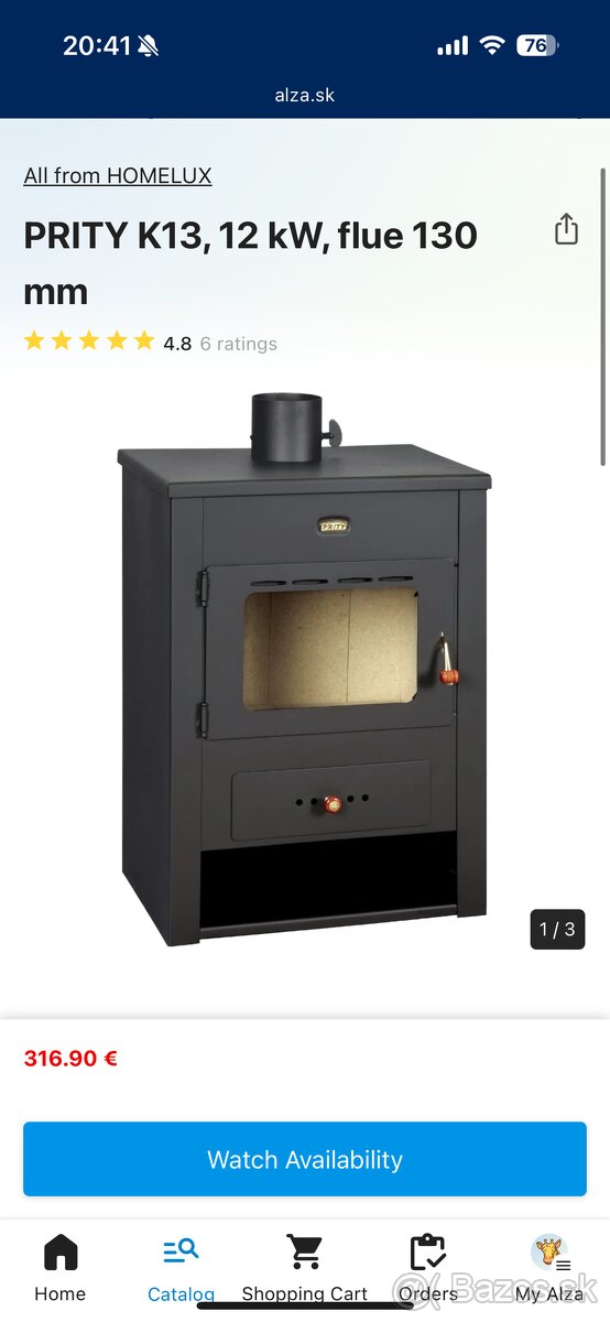 Krbové kachle PRITY K13, 12 kW, flue 130 mm