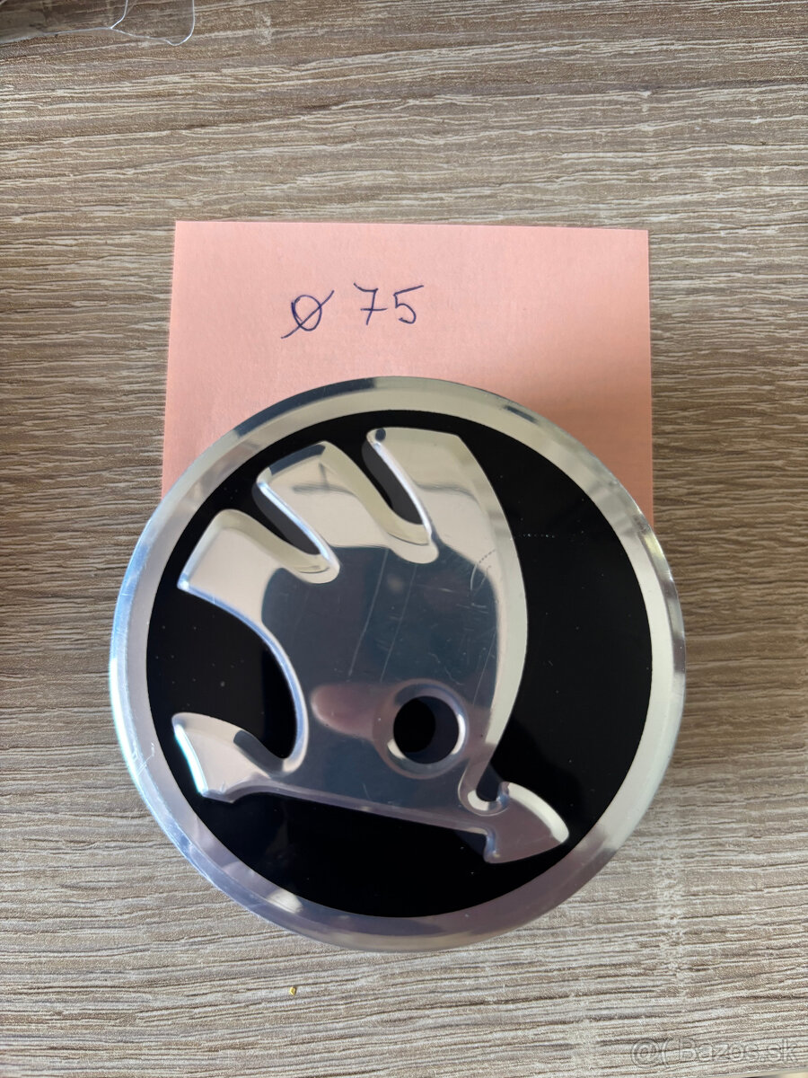 Stredové krytky Škoda - priemer 75 mm čierne