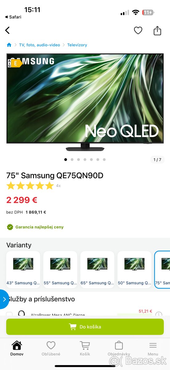 Samsung 75” 4K Neo QLED TV QE75QN90DATXXH