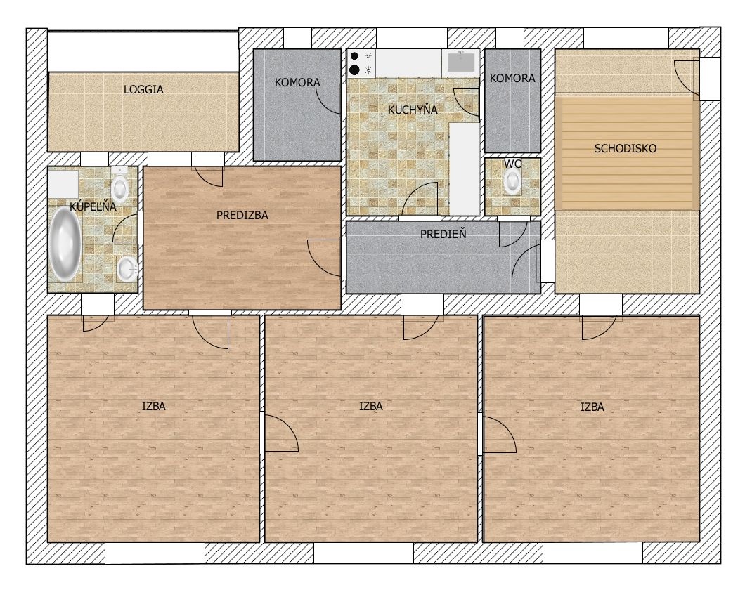 4-izbový tehlový byt v centre mesta, Rožňava