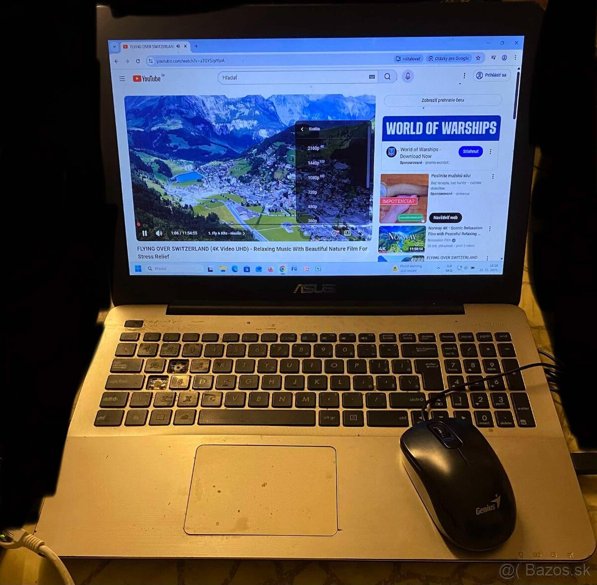 Predám notebook asus k555l i3 6gb ram 500 gb hdd 2 gb gpu