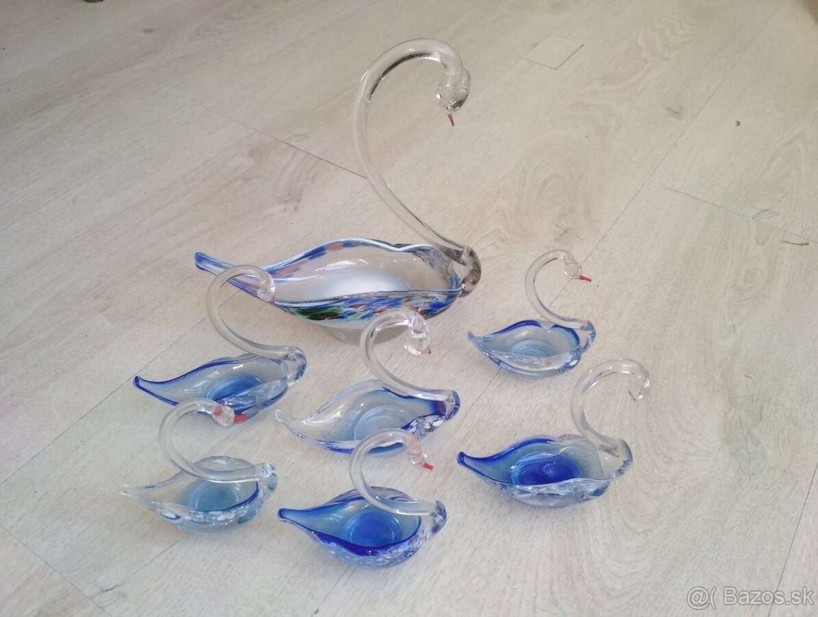 Sklenené labute 7ks Retro