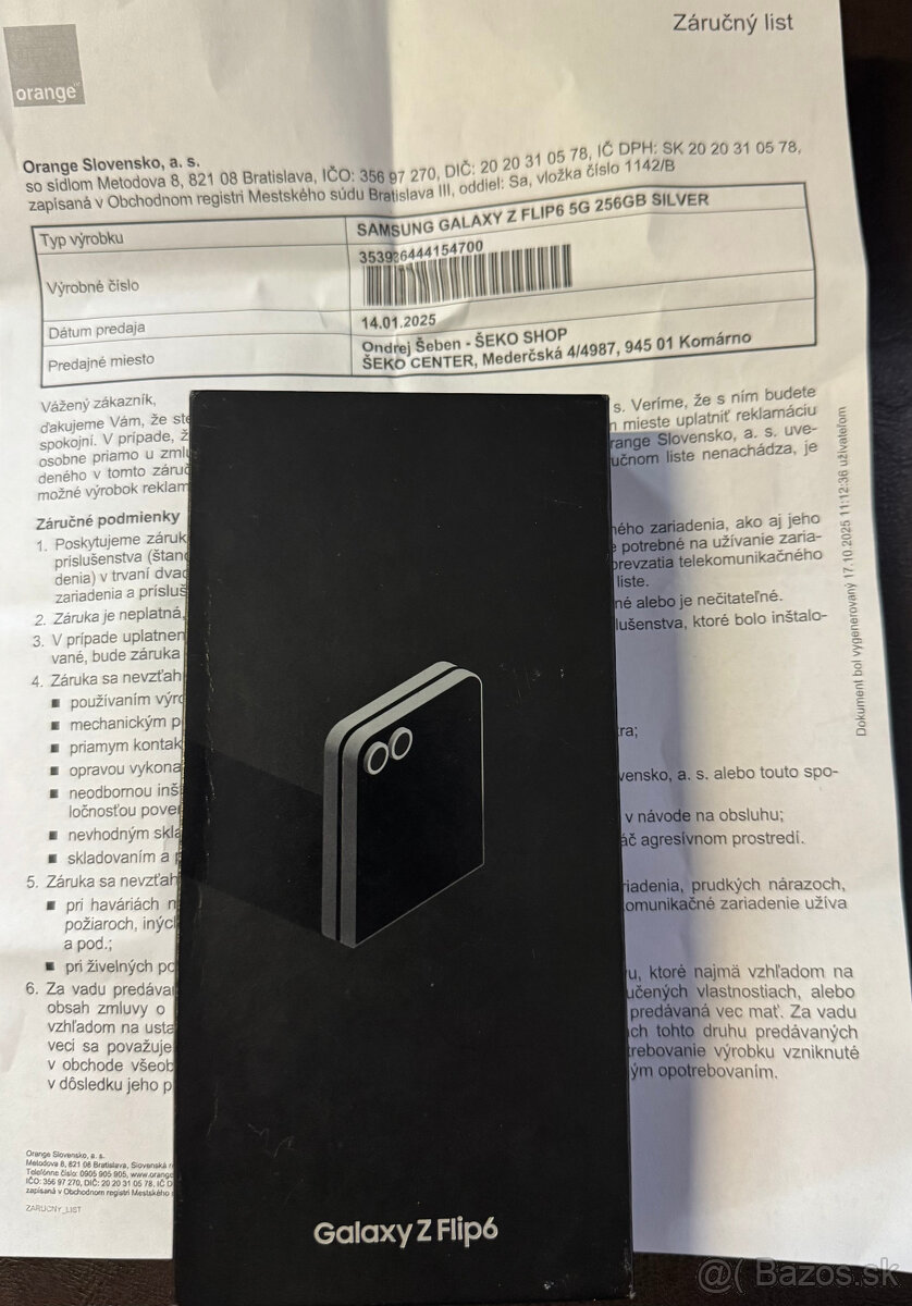 Samsung Galaxy Z Flip6 ako nový