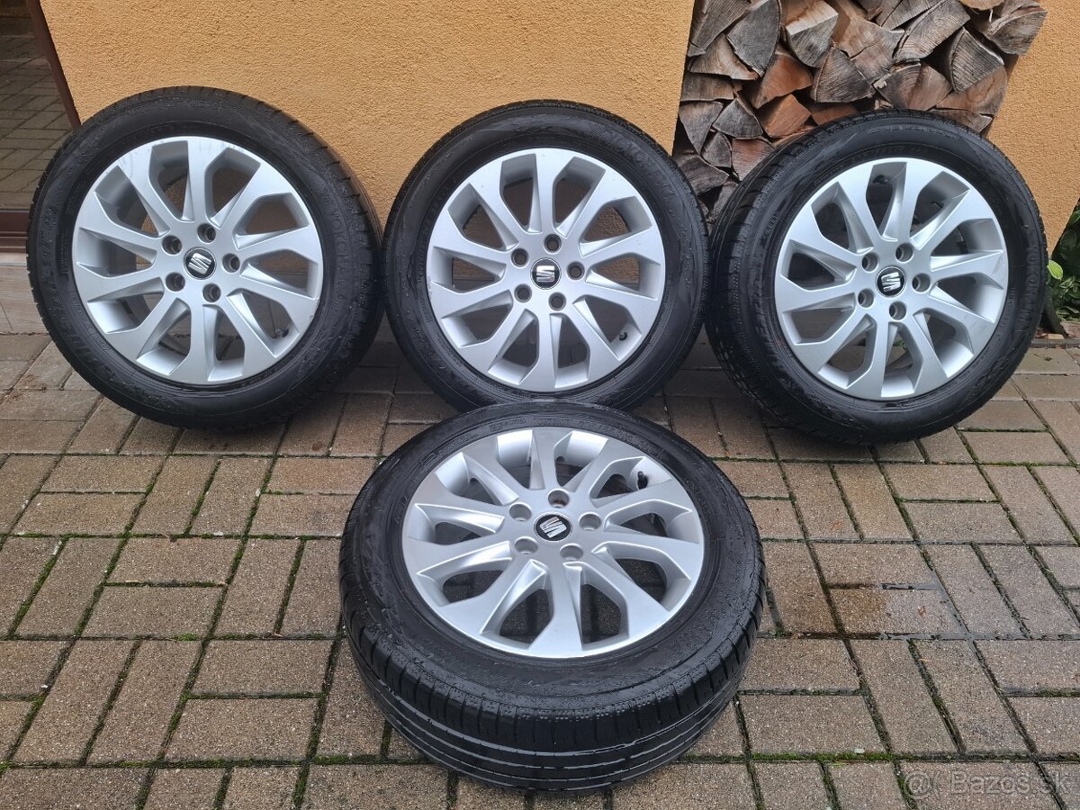 Alu disky 5x112 R16 Seat + 205/55 R16 letné pneumatiky