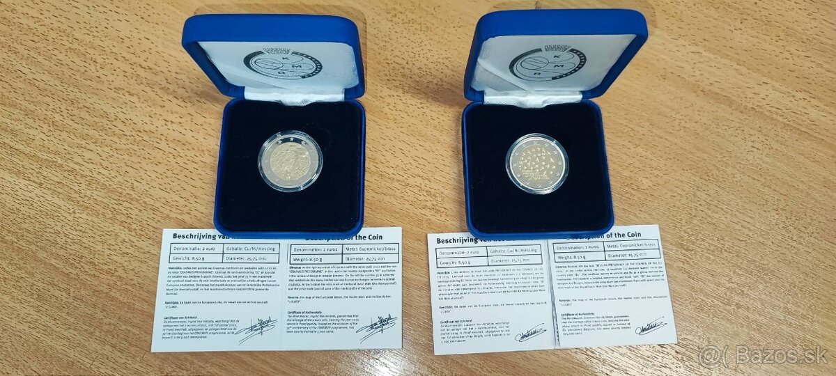 2€ 2 euro Belgicko roky 2022 a 2024, obe proof