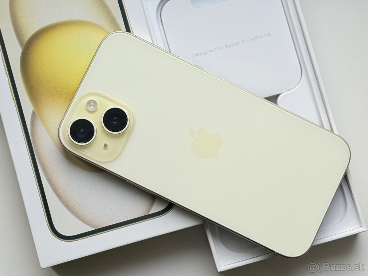 iPhone 15 Yellow BATERIE 100% TOP