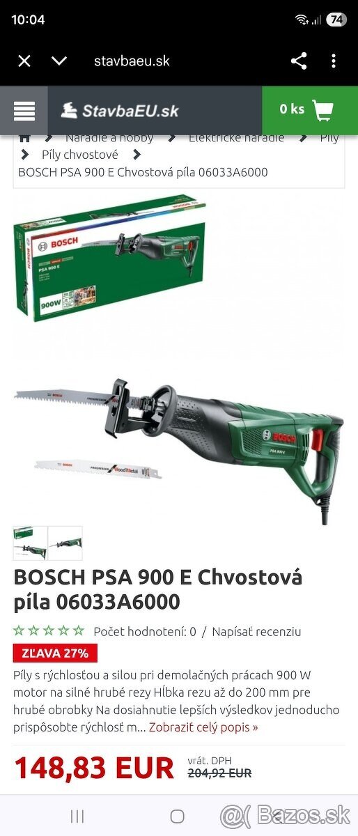 BOSCH PSA 900 E Chvostová píla