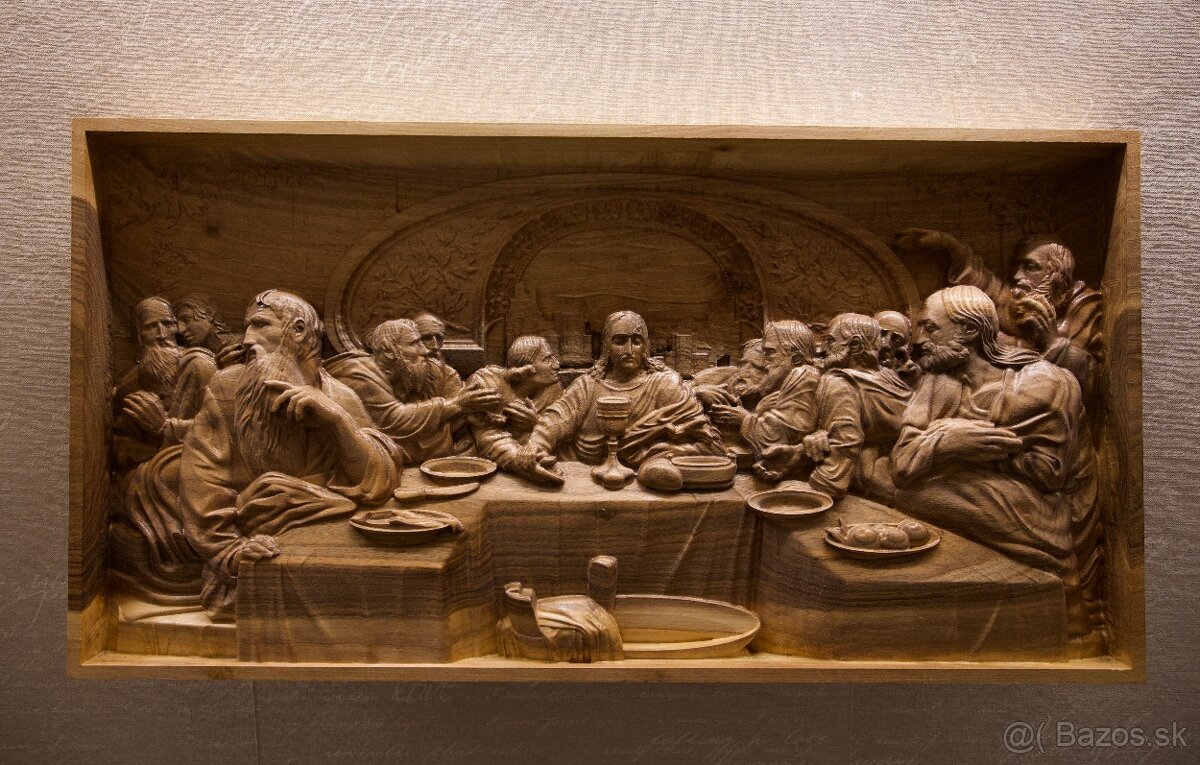 Posledná večera - drevorezba, orech