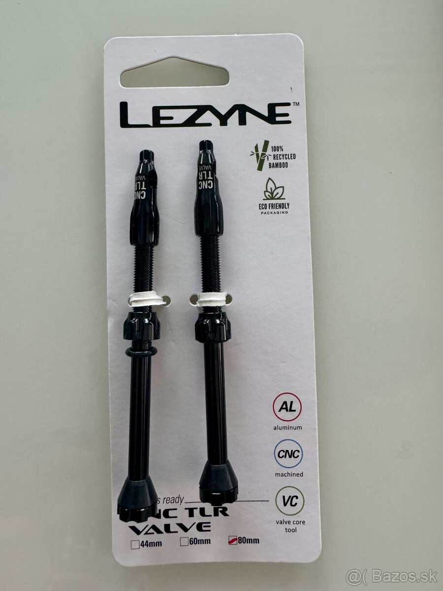 Lezyne CNC TLR bezdušové ventily, 80 mm, čierna, 2 ks