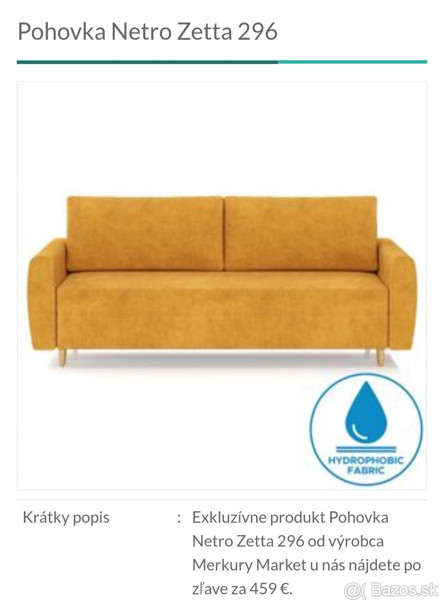 Predám pohovku NETRO ZETTA 296