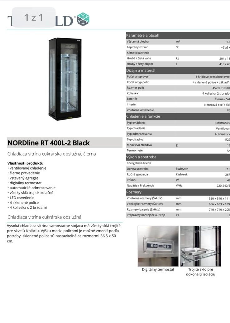 Chladiaca vitrína NORDline RT 400L-2