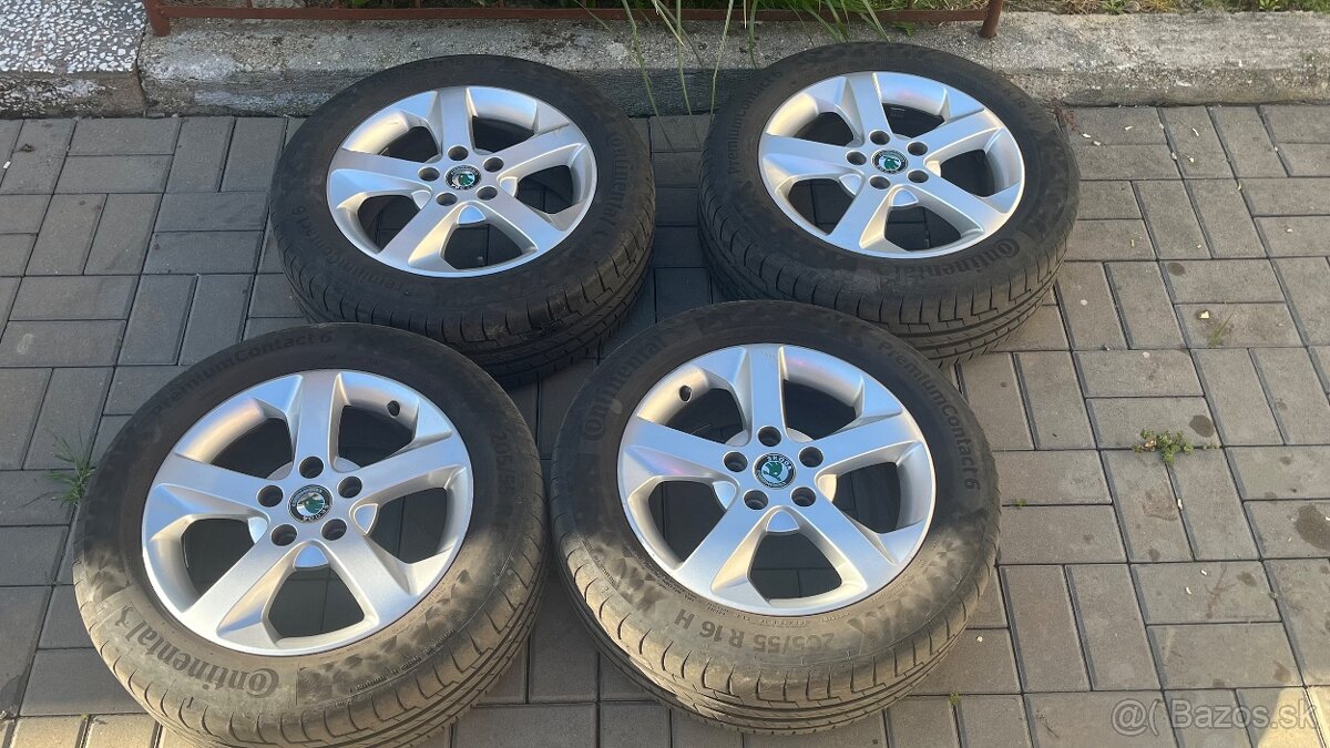 Disky Skoda R16 + letne pneu Continental