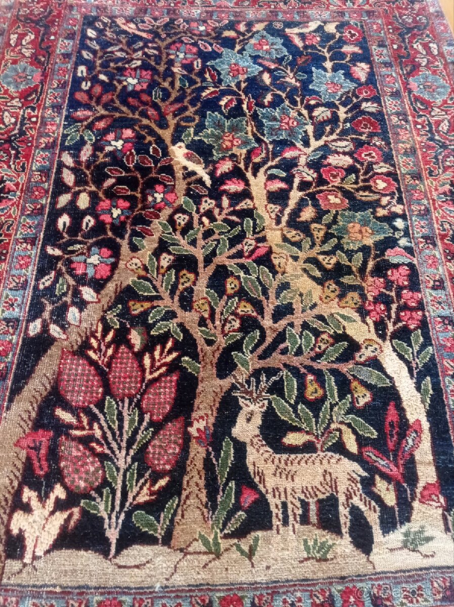 Vzácny starožitný Kirman - Strom života 177x122 cm