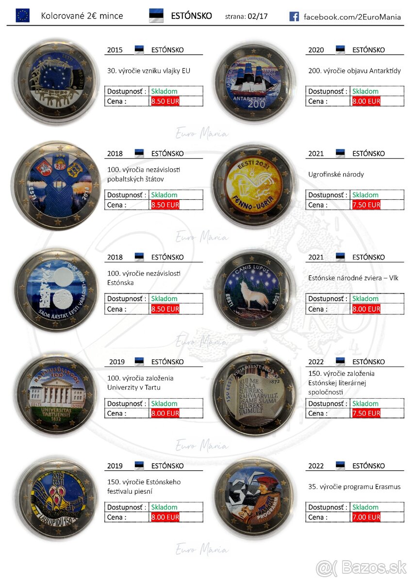 2 euro kolorovane mince