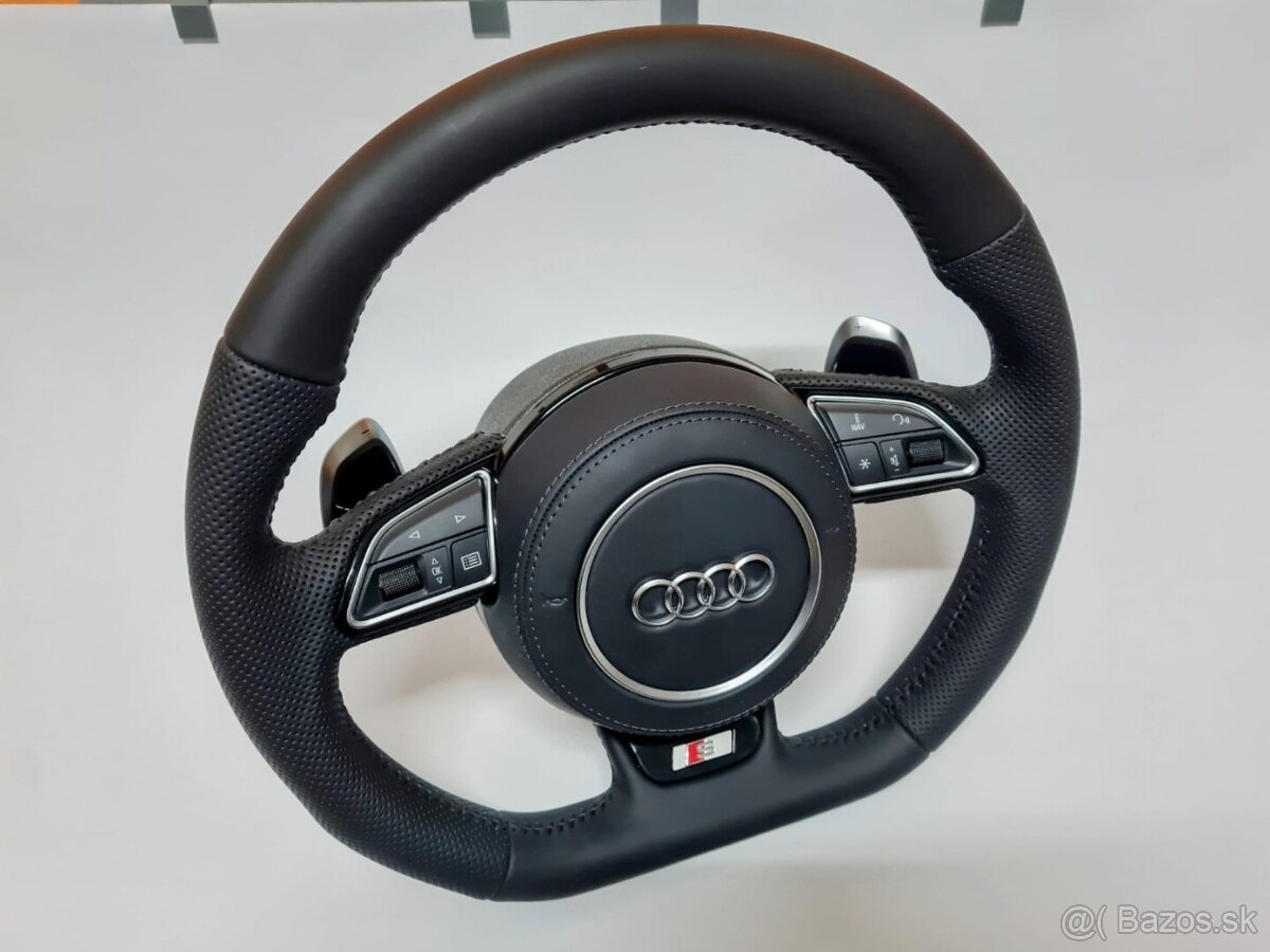 AUDI MULTIFUNKCNY VOLANT S AIRBAGOM A PADLAMI, čierna niť