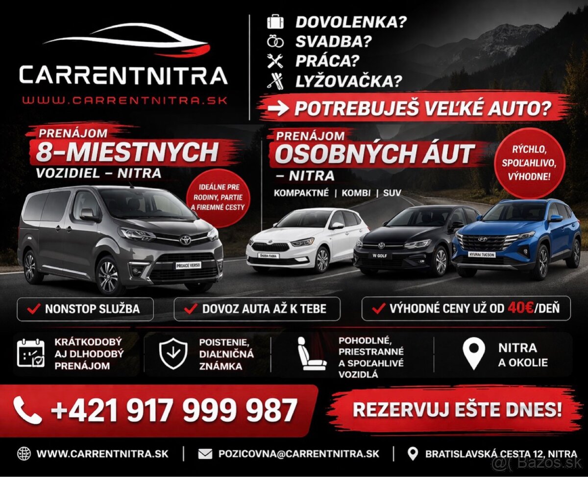 Prenájom aut Nitra